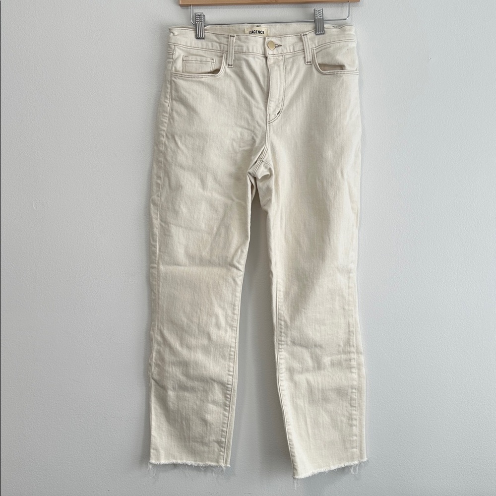 L'AGENCE Sada‎ High Rise Cropped Cream Denim Pants 27